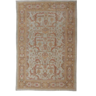 Large Turkish Oushak Rug With Silver, Brown, Soft Red, Yellow 13' X 19'6 For Sale