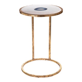 20-Inch High Aquarius Agate & Marble Inlay Accent Table For Sale