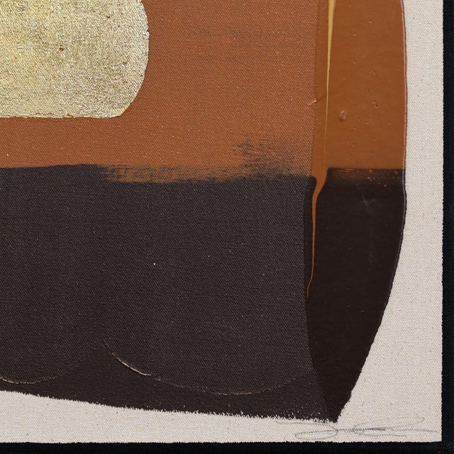 2020s Eternal Sunsets Mini: Aura - Original Warm Ochre Brown Abstract Acrylic and Gold Leaf Painting by Jason DeMeo For Sale - Image 5 of 10