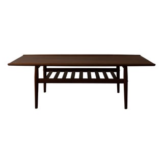 Danish Teak Coffee Table with Slatted Frame in the style of Grete Jalk, 1960s For Sale