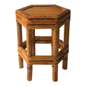 Wicker Bamboo Pedestal Plant or Drink Stand