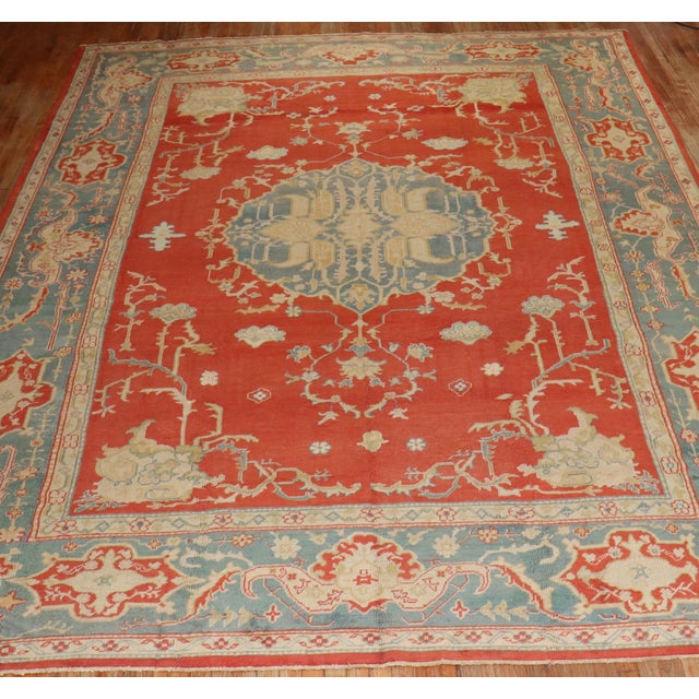 Textile Zabihi Collection Antique Oushak Rug - 9'11" x 13'5" For Sale - Image 7 of 12
