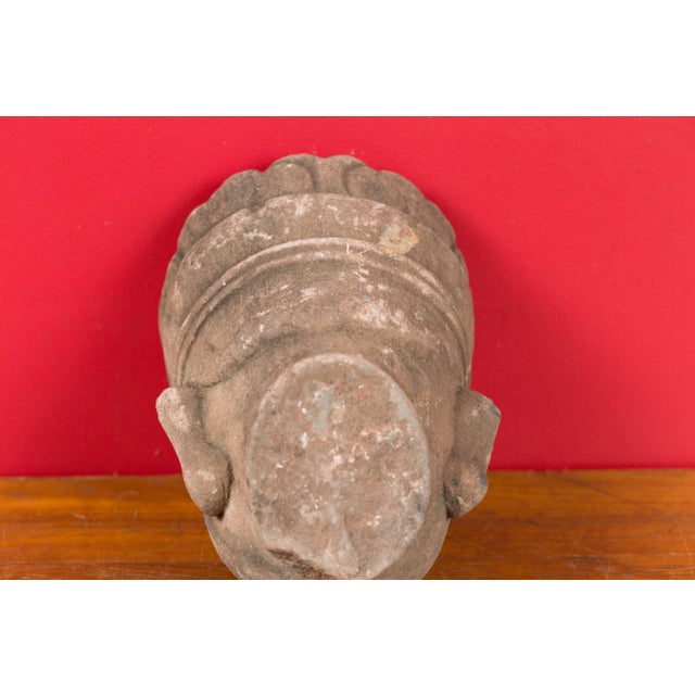Mid 19th Century Chinese Qing Dynasty Period Carved Head Sculpture of an Official For Sale - Image 10 of 11