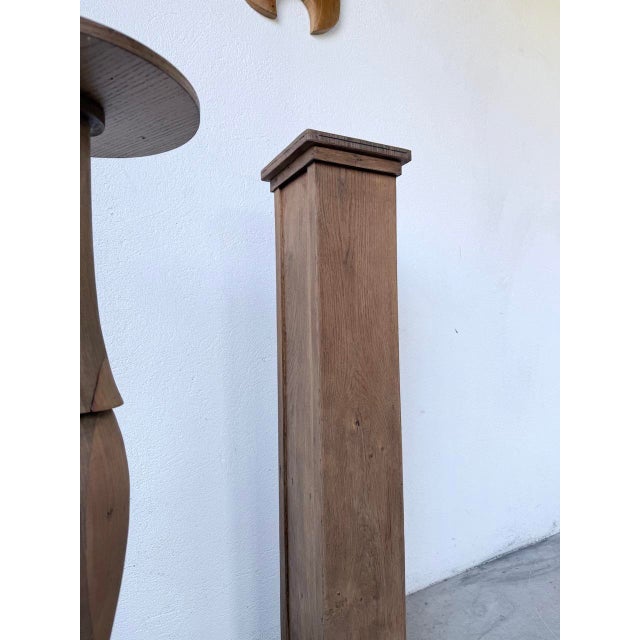 Wooden Column Pedestal Tables, 1950, Set of 2 For Sale - Image 16 of 18