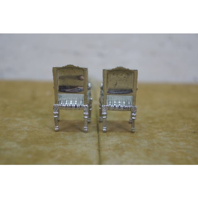 Silver Antique Victorian Miniature Silver Dollhouse Furniture Settee Table Chairs 2" For Sale - Image 8 of 18