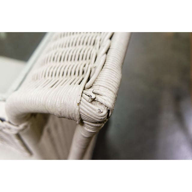Off White Wicker Console Table With Glass Top For Sale In Louisville - Image 6 of 9