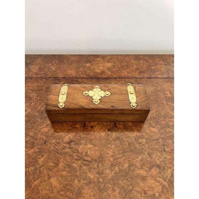 Mid 19th Century Victorian Burr Walnut and Brass Mounted Glove Box, 1860s For Sale - Image 5 of 8