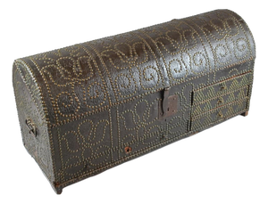 18th Century Studded Leather-Wrapped Dome Chest