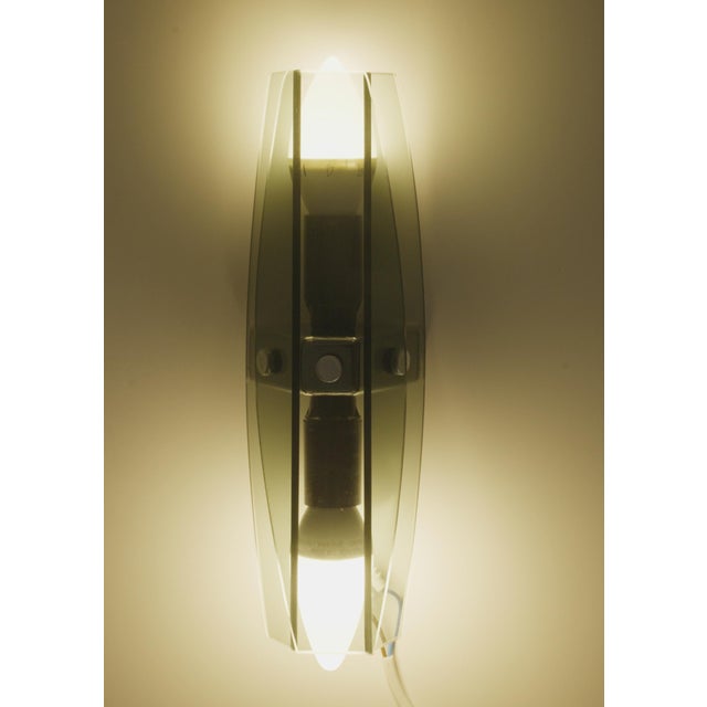 Mid-Century Modern Italian Veca Grey Smoked Glass Wall Sconces by Fontana Arte, 1970s, Set of 2 For Sale - Image 13 of 15