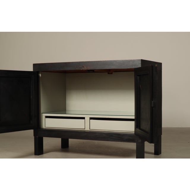 1970s Brutalist Bar Cabinet in Ebonized Oak by Jean Batenburg for MI, Belgium, 1960s For Sale - Image 5 of 17