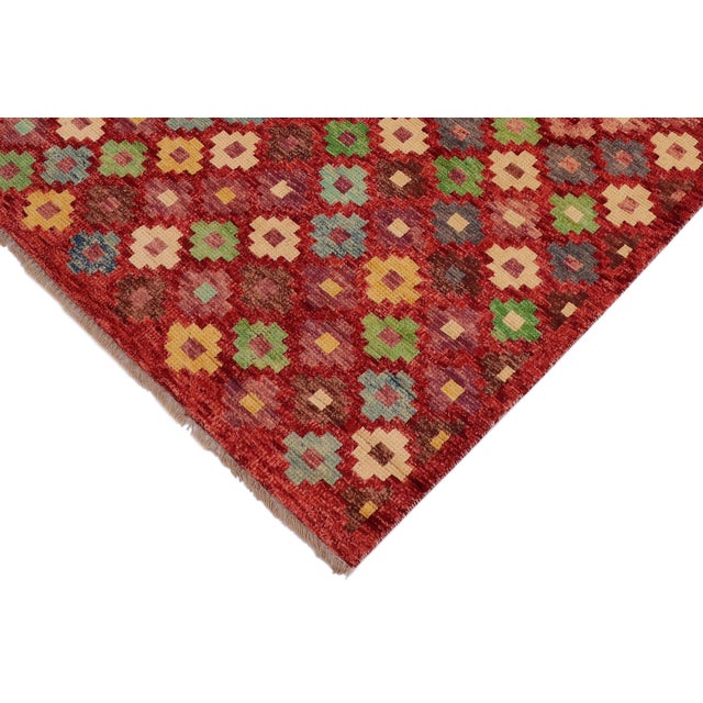Eclectic Balochi Red/Blue Wool Rug - 3'3''x4'10'' For Sale - Image 4 of 11