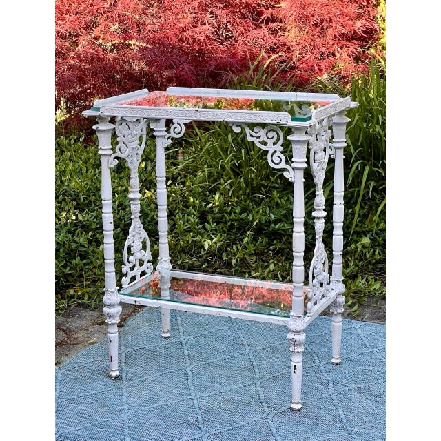 Antique French Cast Iron Two-Tier Garden Table, Etagere With Glass Tops. Circa 1880 For Sale - Image 13 of 13