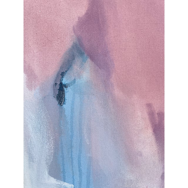 Paint "Half-Past Six" Large Lyrical Abstraction Painting in Blush, Slate Blue & Deep Teal by Stacey Warnix For Sale - Image 7 of 8