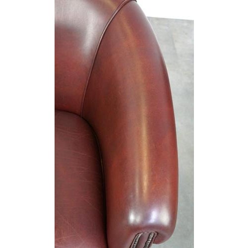 Brown English Style Cowhide Leather Club Chair For Sale - Image 8 of 13