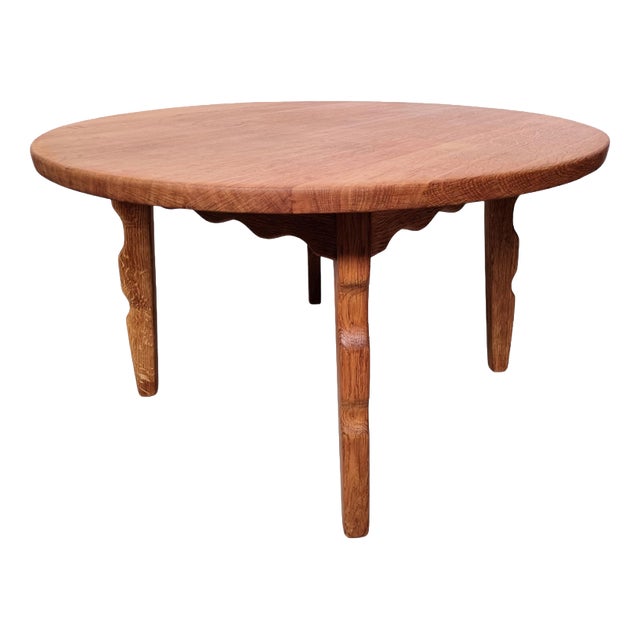 Refinished Brutalist Oak Coffee Table attributed to Henning Kjærnulf 1960s For Sale