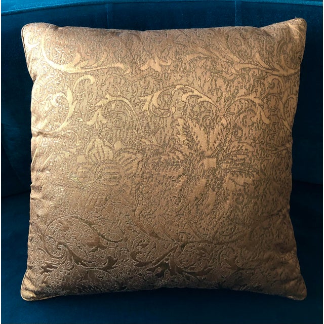 Dessin Fournir Damask Silk Pillow With Down Feather Insert For Sale - Image 4 of 4