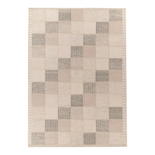 Scandinavian Style Kilim in Beige, Gray High-low Geometry by Rug & Kilim 3x12 For Sale