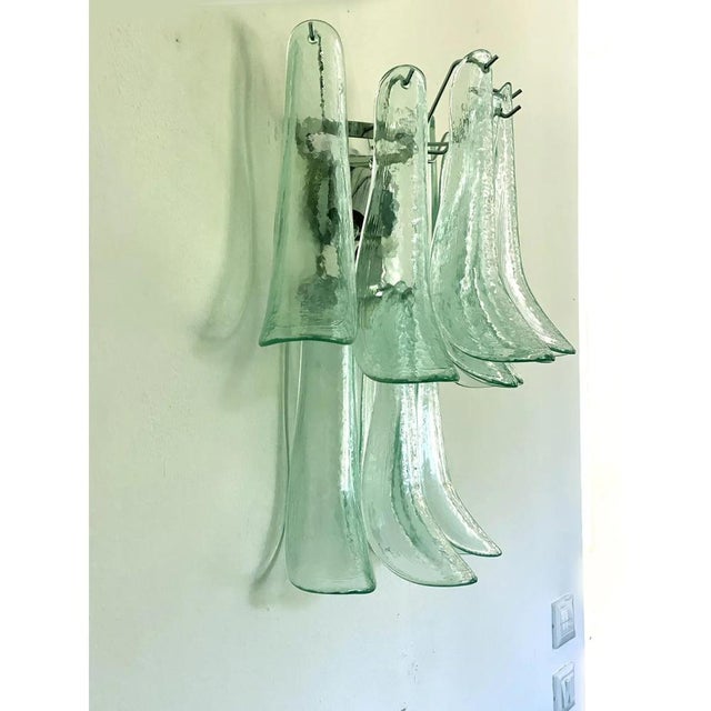 Italian Murano Glass Selle Sconces with Green Water Hue by Simoeng, Set of 2 For Sale - Image 6 of 13