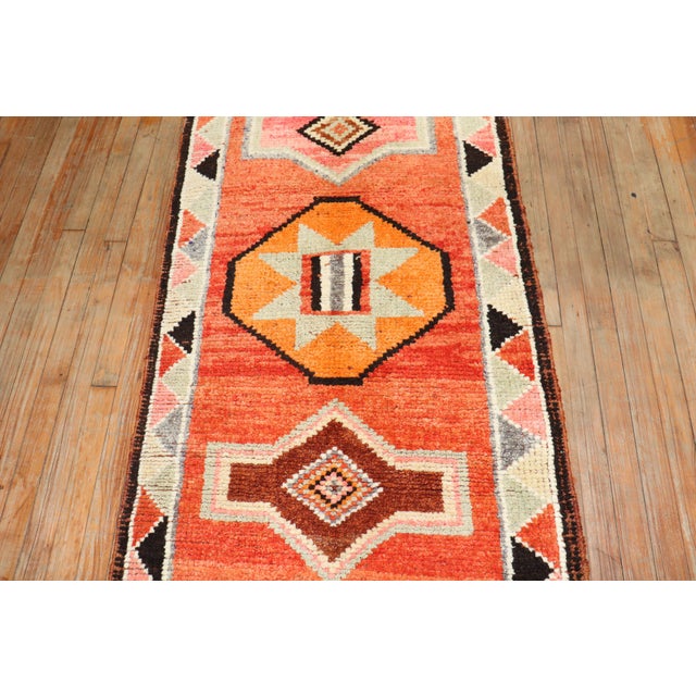 1940s Orange Tribal Turkish Anatolian Runner For Sale - Image 18 of 18