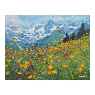 Original Oil Painting of Mountain Flowers For Sale