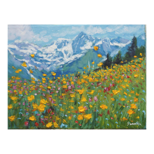 Original Oil Painting of Mountain Flowers