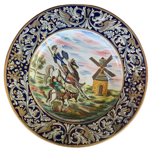 19th Spanish Decorative Charger Plate Depicting Don Quixote For Sale - Image 15 of 18