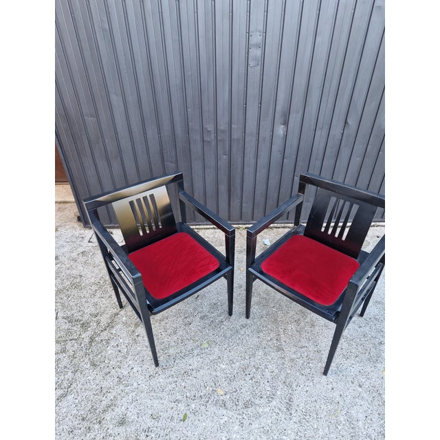 Black Vintage Armchairs in Wood, 1970s, Set of 2 For Sale - Image 8 of 12