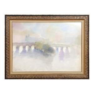 On the Horizon, Signed Watercolor on Paper by Emile Rampelberg