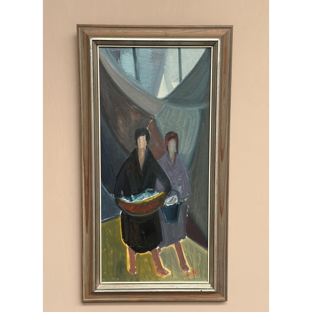 Mid-Century Modern Erik Lo, Figures, 1950s, Oil on Canvas, Framed For Sale - Image 3 of 17