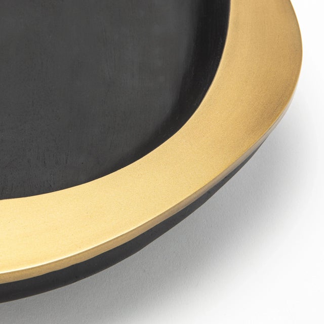 2020s Bowl in Black Oak With Bronze Patina Brass Details by R&y Augousti For Sale - Image 5 of 6