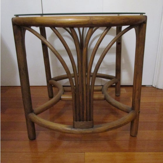1960s Mid Century Modern Bamboo Side or Coffee Table With Glass Top For Sale - Image 10 of 10