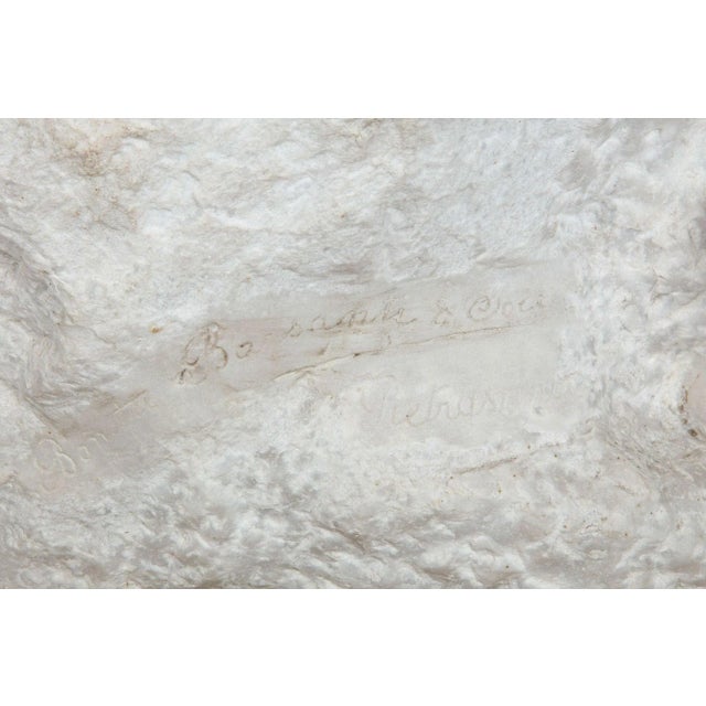 Italian Carved Carrara Marble Art Deco Sculpture of “Stone Carver” by Barsanti For Sale - Image 12 of 12