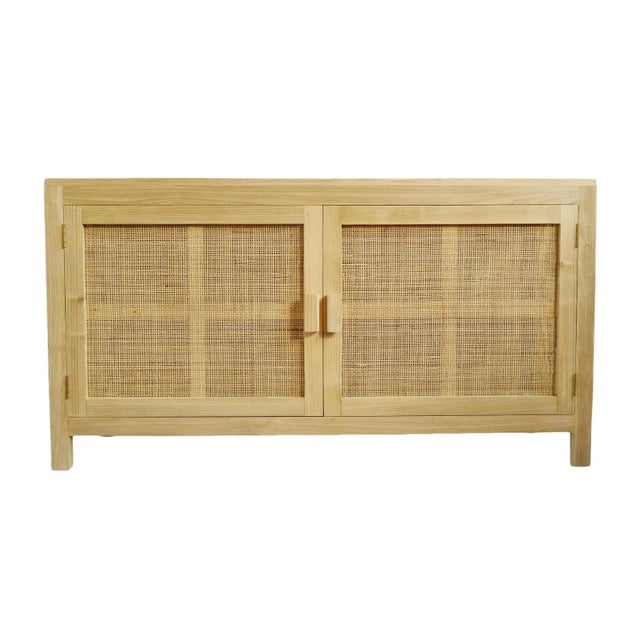 Vintage Natural Teak & Cane Sideboard Credenza For Sale - Image 9 of 9