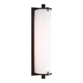 Thomas O'Brien for Visual Comfort Signature Calliope Medium Bath Light in Bronze with White Glass For Sale