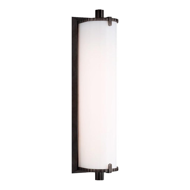 Thomas O'Brien for Visual Comfort Signature Calliope Medium Bath Light in Bronze with White Glass For Sale