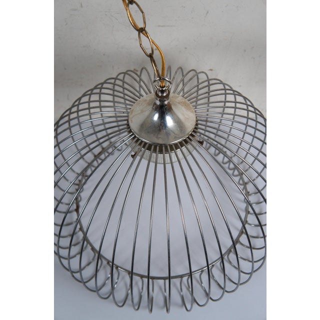 Mid 20th Century Mid-Century Modern Chrome Wire Bird Cage Swag Pendant Light For Sale - Image 5 of 12