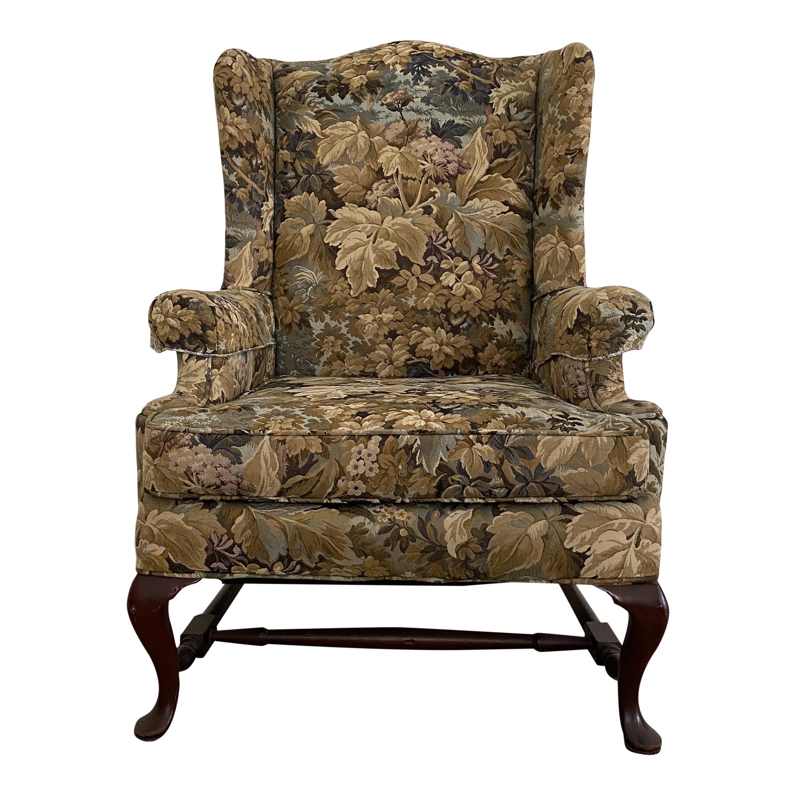 English Style Queen Anne Mahogany Wingback Chair Chairish