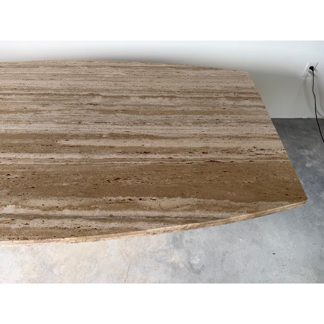 1980’s Vintage Italian Postmodern Travertine Dining Table With Sculptural Base For Sale - Image 12 of 18