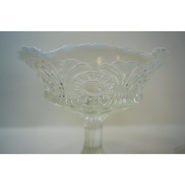Mid 20th Century Vintage Fenton Opalescent Hobnail & Ruffled Pedestal Glass Vignette - Set of 3 For Sale - Image 5 of 6