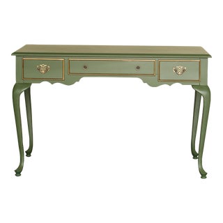 Vintage Queen Anne Style Green Writing Desk For Sale