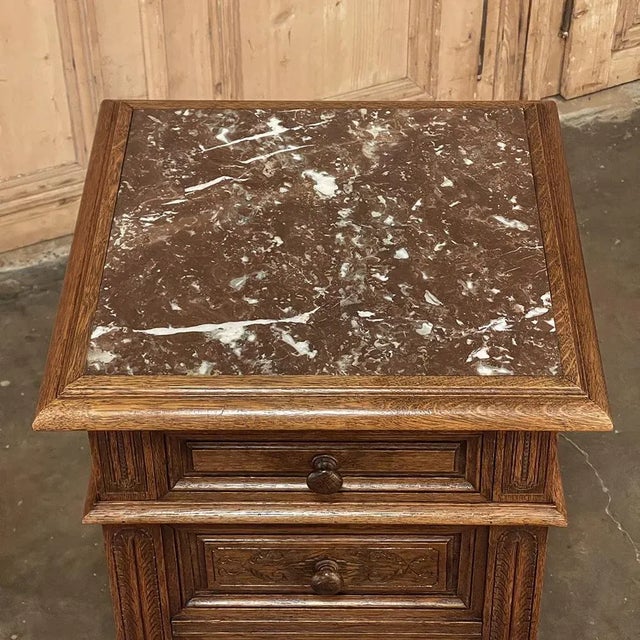 Chestnut 19th Century French Neoclassical Marble Top Nightstand For Sale - Image 8 of 13