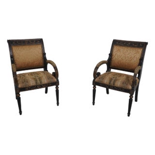 Pair of French Louis XV Style Upholstered Armchairs For Sale