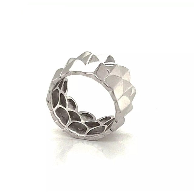 Late 20th Century Fred of Paris 18k White Gold 12mm Wide 3 Tier Crown Band Ring - Size 7.25 For Sale In Miami - Image 6 of 8