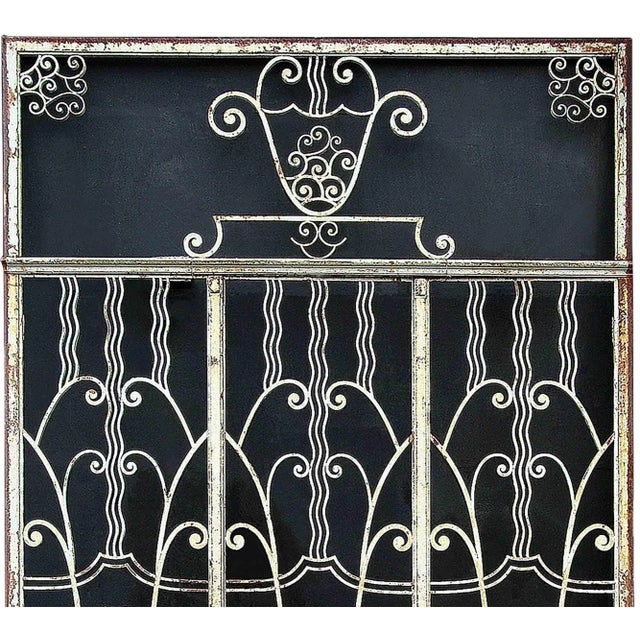 Art Deco Antique Art Deco Wrought Iron Doors With Transom For Sale - Image 3 of 5