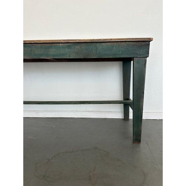 Green Antique Farmhouse Work Table For Sale - Image 8 of 9