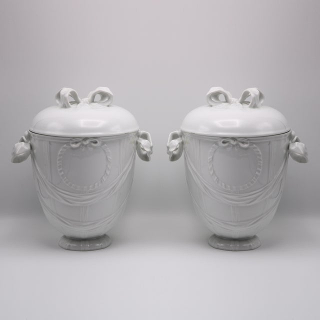 Ceramic Pair KPM Porcelain Vases "Ribbon" Germany circa 1960 For Sale - Image 7 of 18