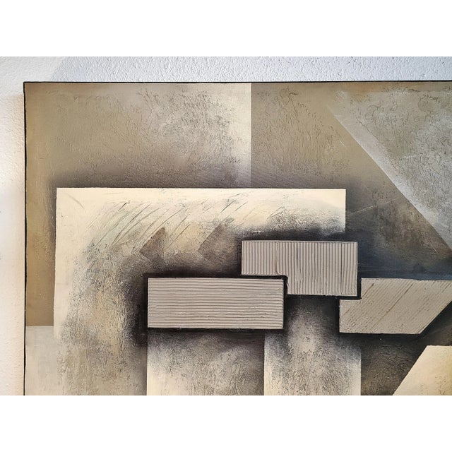 1980s Textured Geometric Abstract Oil on Canvas Signed Marx (1980s) For Sale - Image 5 of 10