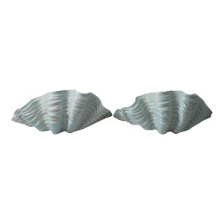 Wall Pockets Clam Shell Ceramic - A Pair For Sale