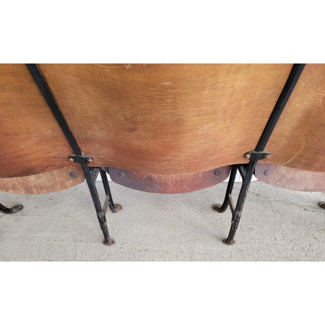 Wood Antique Folding Chairs With Star Brand Advertising Theater Type Style For Sale - Image 7 of 12