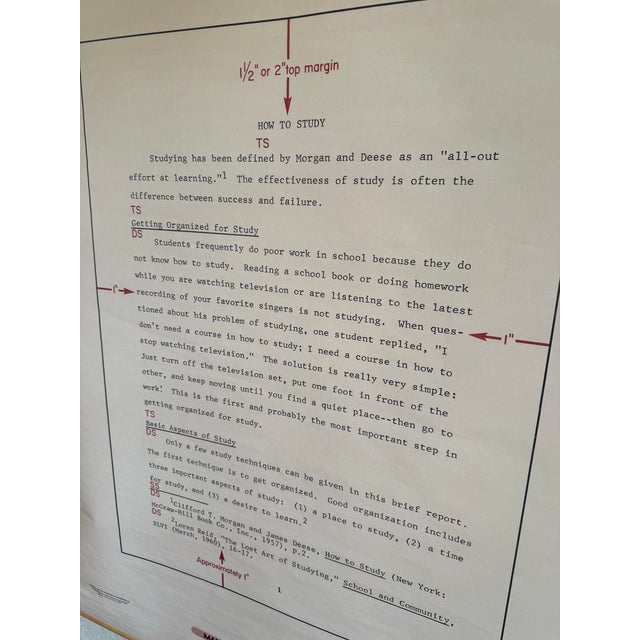 Vintage 1969 Typing Instruction Pull-Down Chart – Secretary School Poster -- Poster D For Sale - Image 4 of 7